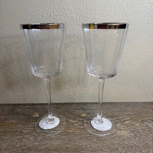 9.1 fl oz Faceted Stemmed Wine Glass Rimmed Clear set of 2 - Threshold